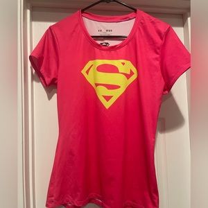 Women’s Pink Under Armour Heat Gear Superman Superwoman